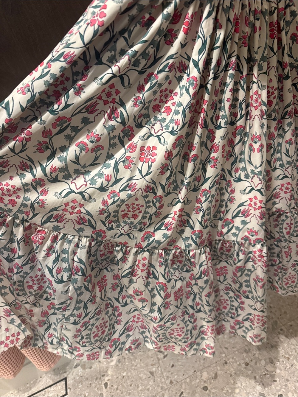 Abercrombie & Fitch White Midi Dress with Pink & Green Floral Print - Picture 6 of 6